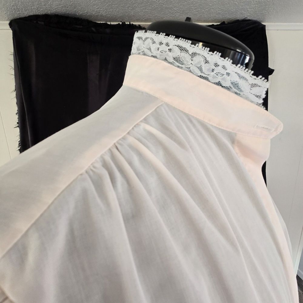 Vintage‎ 80s Womens Honors Lg Pink Lace Collar Button Up Blouse Romantic Cottage - Picture 15 of 16